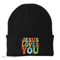 Jesus Loves You Retro Groovy Style Beanie thumb 0