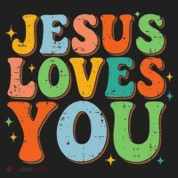 Jesus Loves You Retro Groovy Style Beanie thumb 2