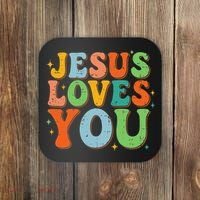 Jesus Loves You Retro Groovy Style Coaster thumb 0