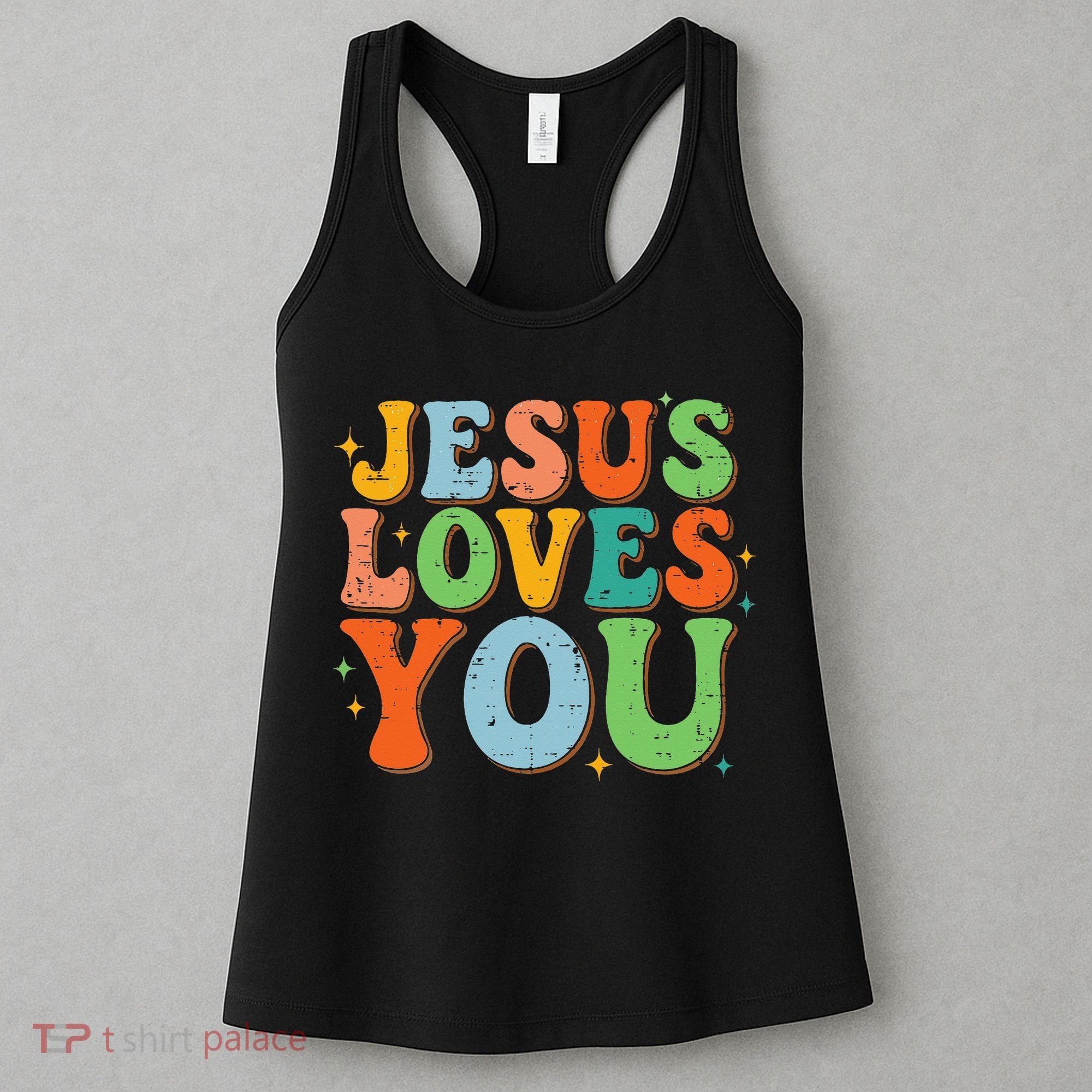 Jesus Loves You Retro Groovy Style Women's Tank Top