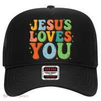 Jesus Loves You Retro Groovy Style Hat thumb 0