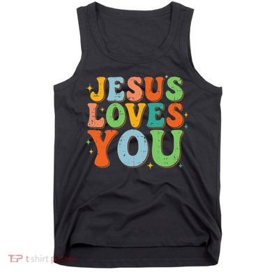 Jesus Loves You Retro Groovy Style Tank Top