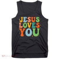 Jesus Loves You Retro Groovy Style Tank Top thumb 0