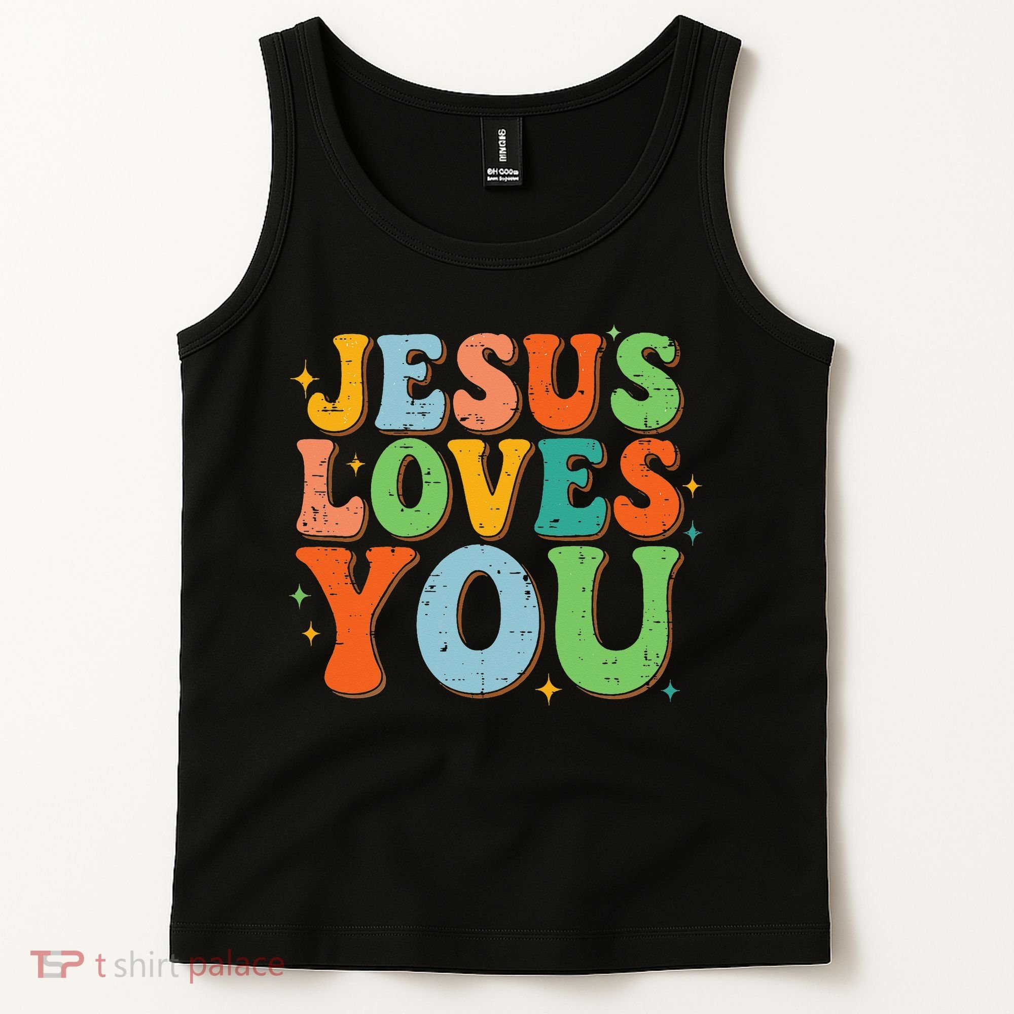 Jesus Loves You Retro Groovy Style Tank Top