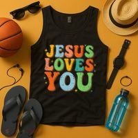Jesus Loves You Retro Groovy Style Tank Top thumb 4