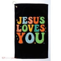 Jesus Loves You Retro Groovy Style Golf Towel thumb 0