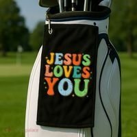 Jesus Loves You Retro Groovy Style Golf Towel thumb 2