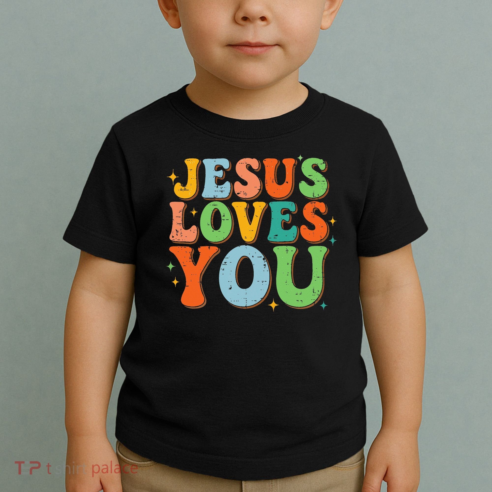 Jesus Loves You Retro Groovy Style Toddler T-Shirt