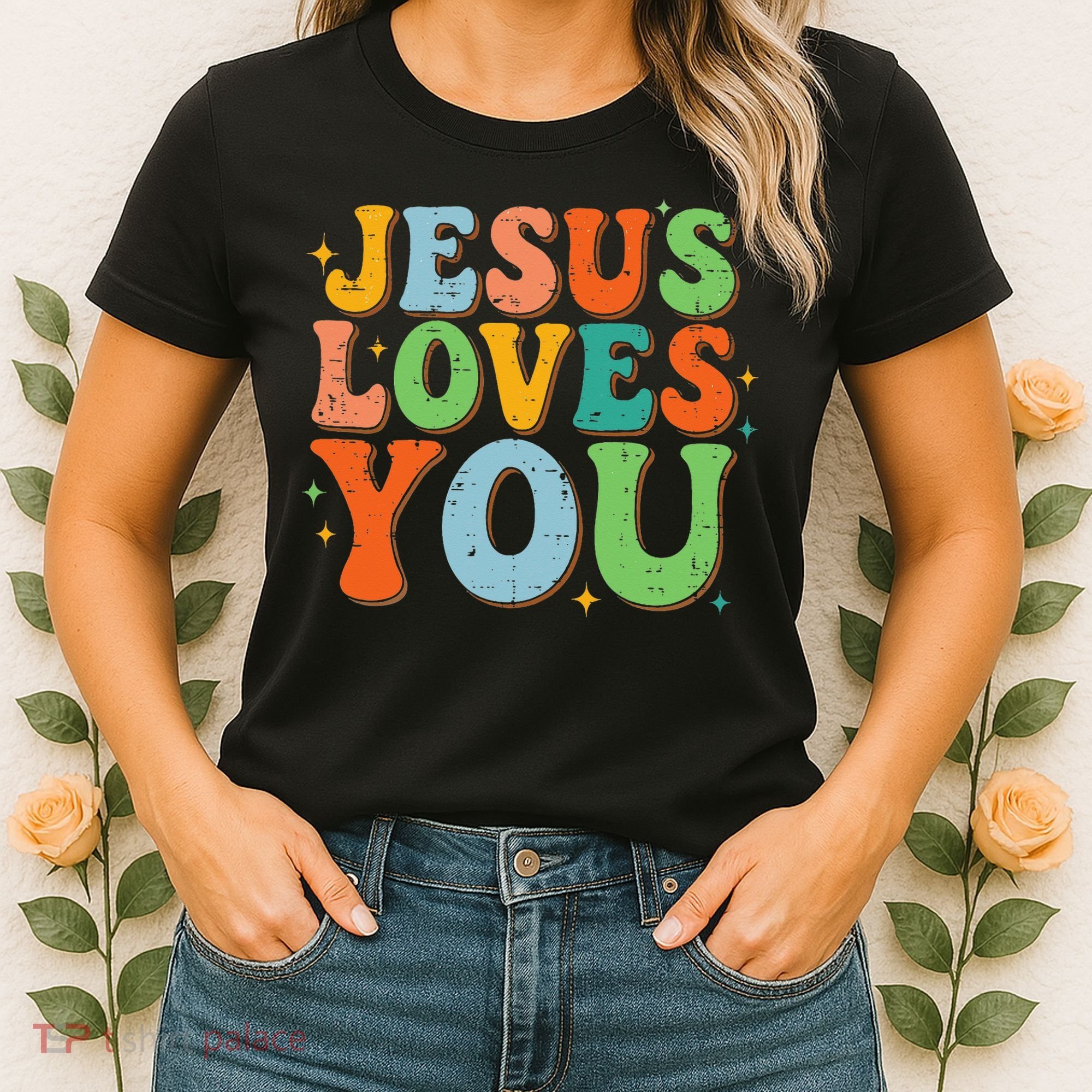 Jesus Loves You Retro Groovy Style Women's T-Shirt