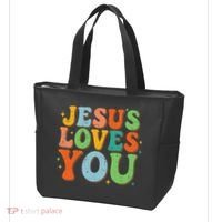 Jesus Loves You Retro Groovy Style Tote Bag thumb 3