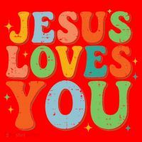Jesus Loves You Retro Groovy Style Santa Hat thumb 1