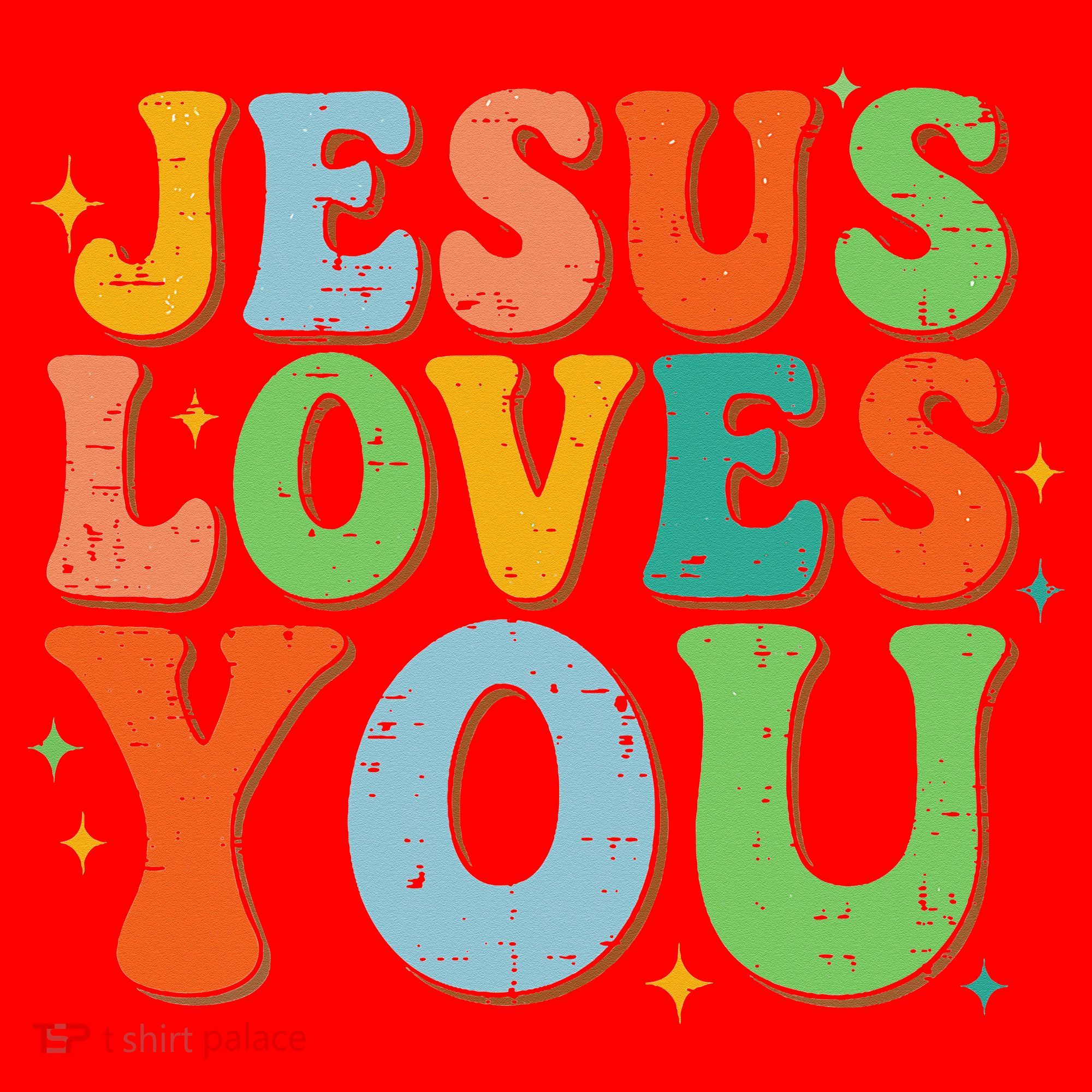 Jesus Loves You Retro Groovy Style Santa Hat