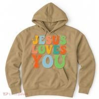 Jesus Loves You Retro Groovy Style Hoodie thumb 0