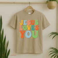 Jesus Loves You Retro Groovy Style T-Shirt thumb 2