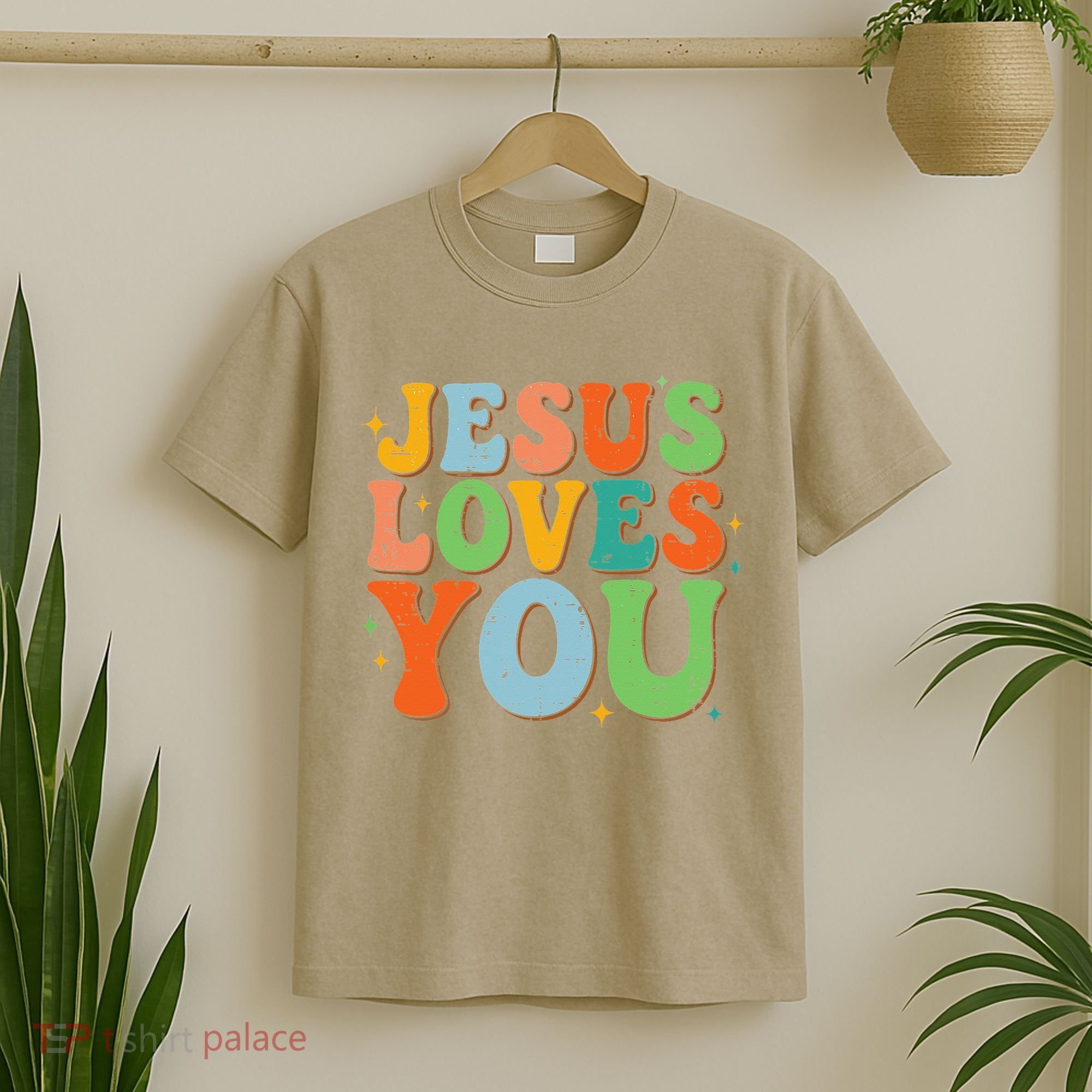 Jesus Loves You Retro Groovy Style T-Shirt