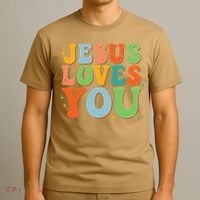 Jesus Loves You Retro Groovy Style T-Shirt thumb 3