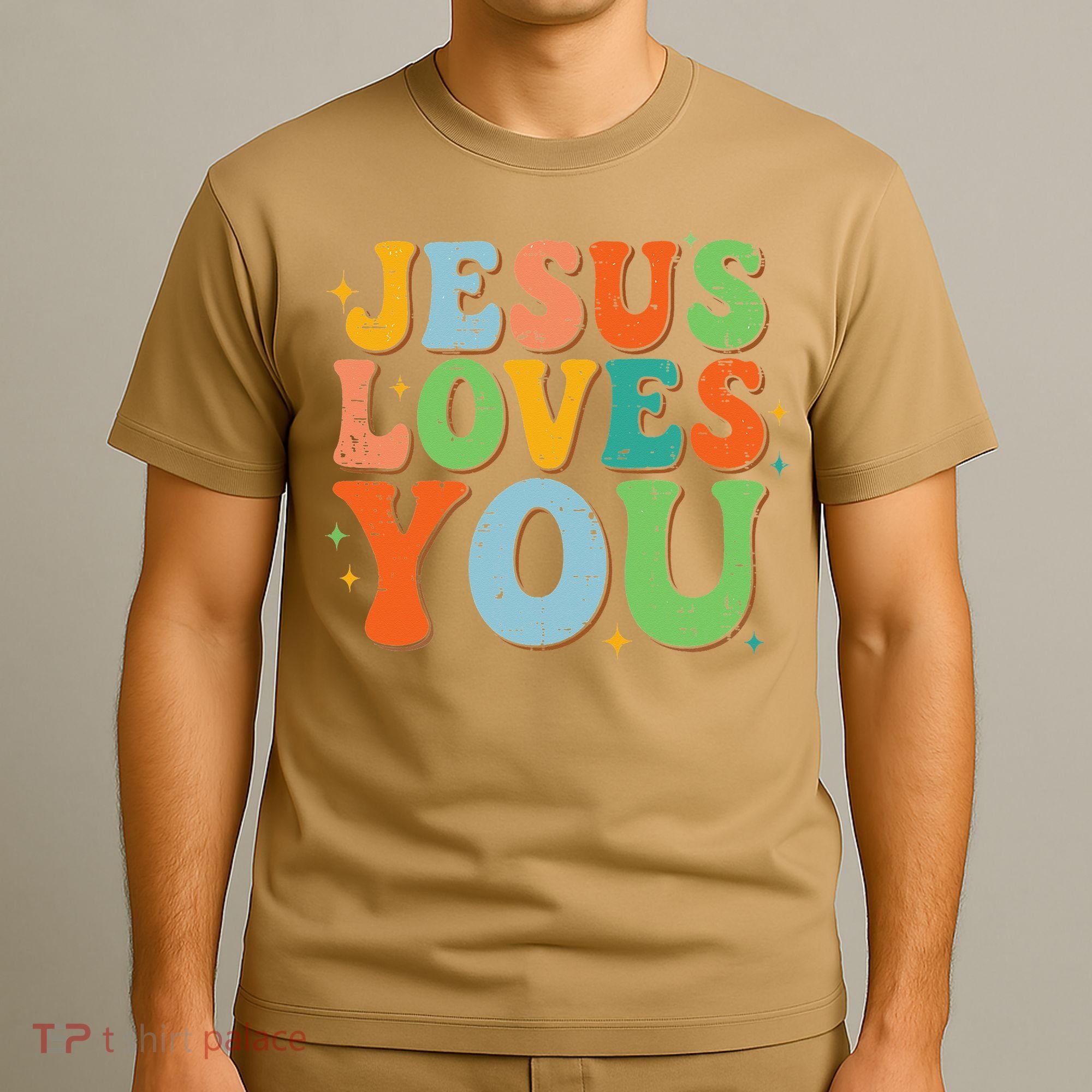 Jesus Loves You Retro Groovy Style T-Shirt