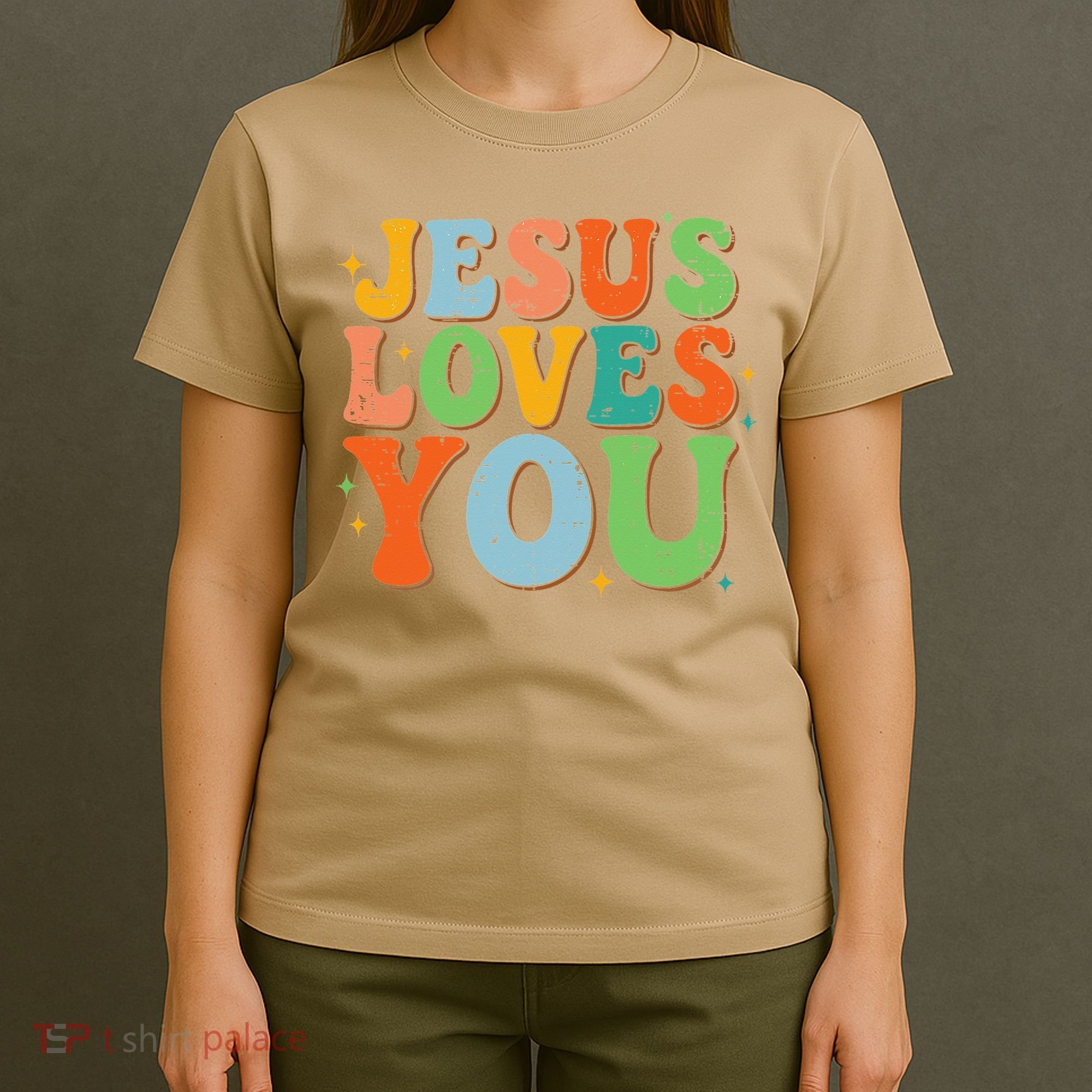 Jesus Loves You Retro Groovy Style T-Shirt