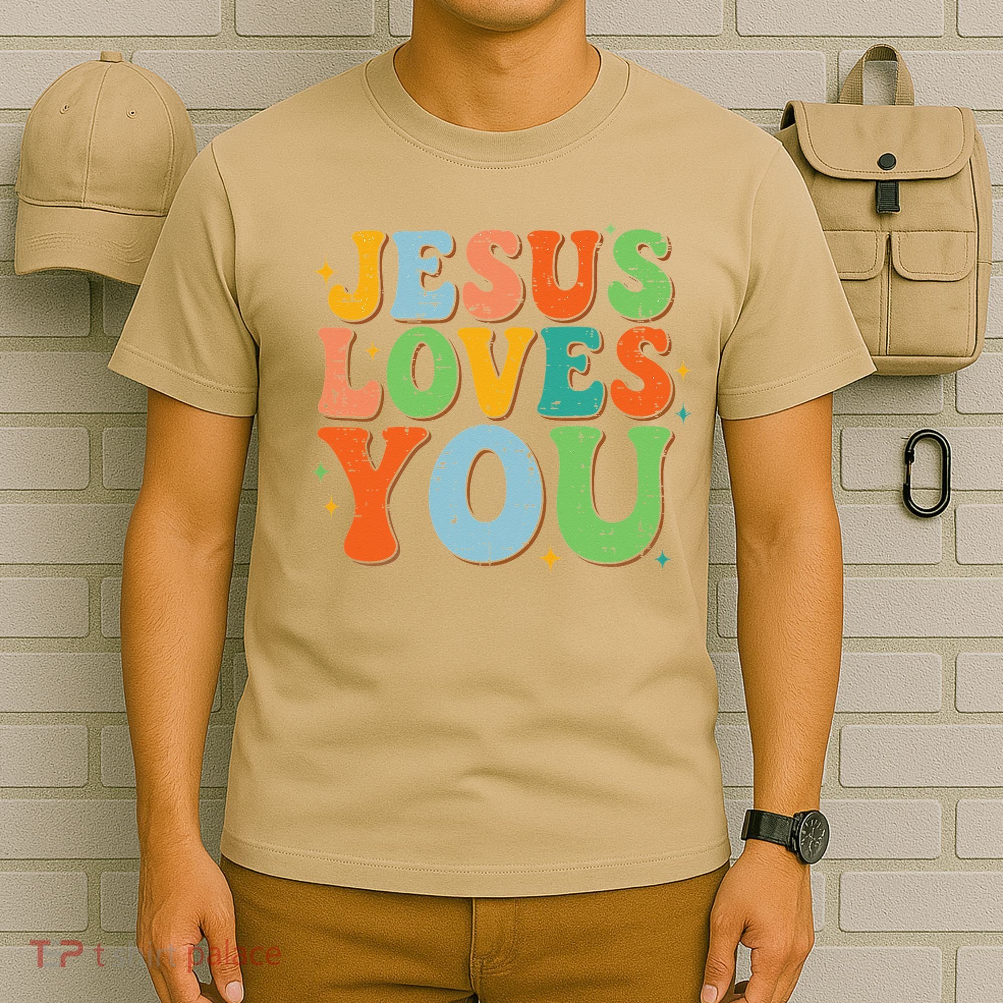 Jesus Loves You Retro Groovy Style T-Shirt