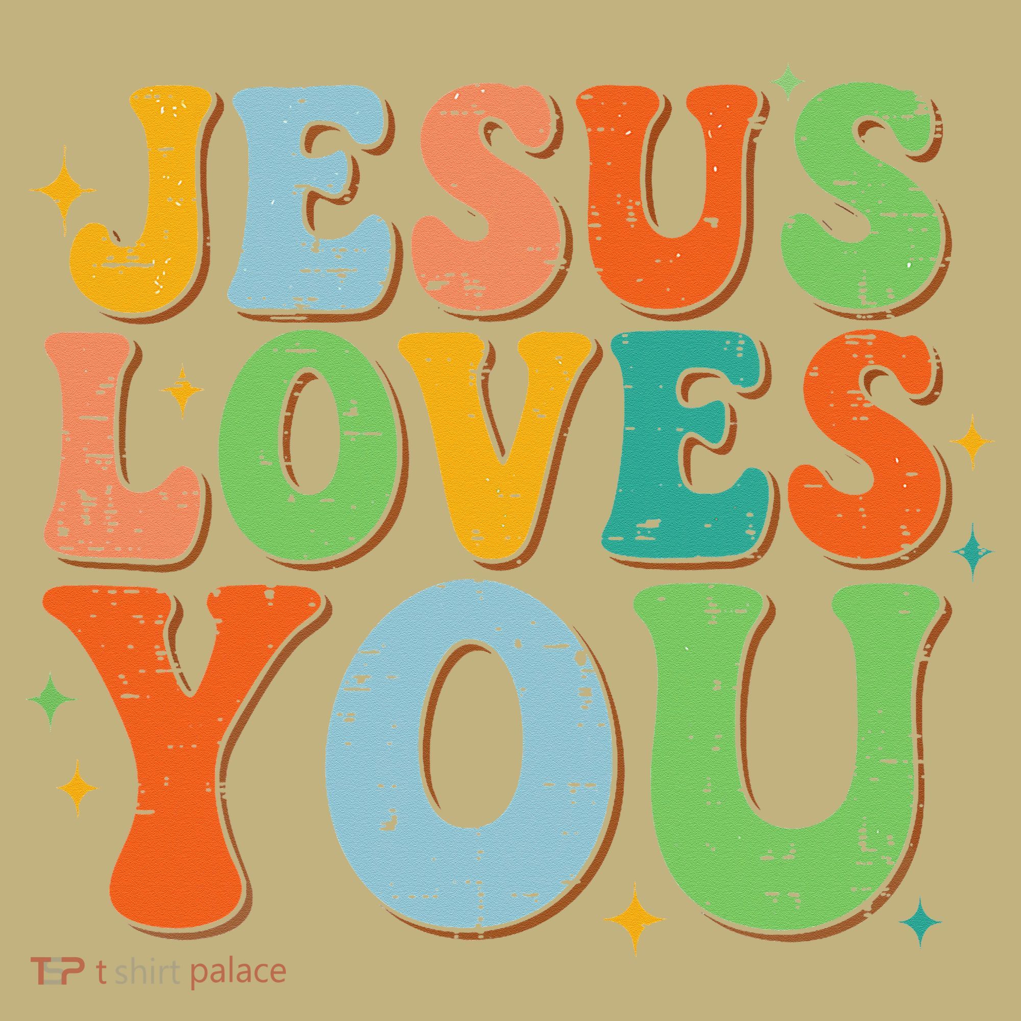 Jesus Loves You Retro Groovy Style T-Shirt