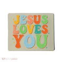 Jesus Loves You Retro Groovy Style Mousepad thumb 0
