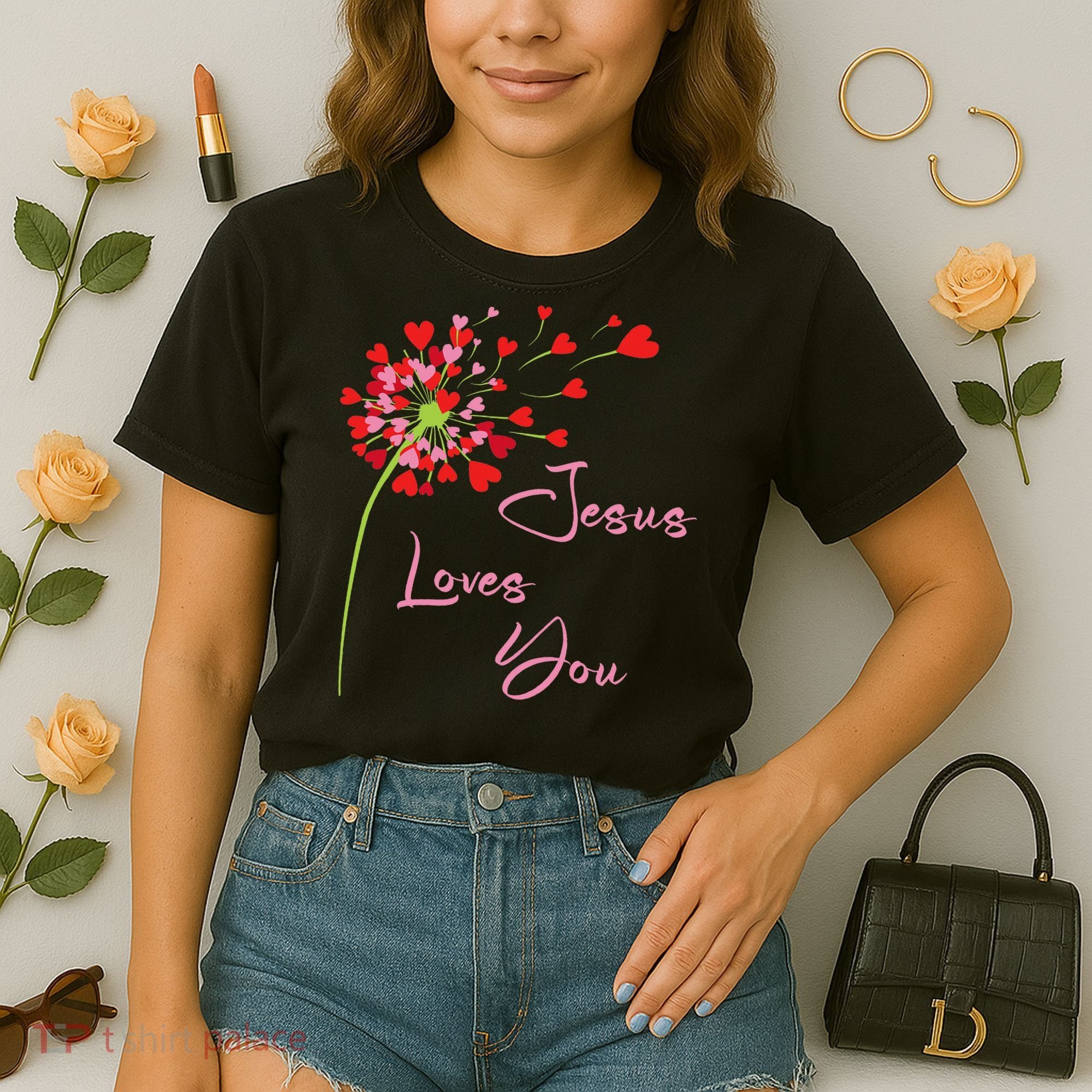 Jesus Loves You, Dandelion Blowing Hearts Christian Comfort Colors Boxy T-Shirt