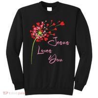 Jesus Loves You, Dandelion Blowing Hearts Christian Sweatshirt thumb 0