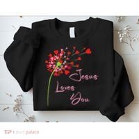Jesus Loves You, Dandelion Blowing Hearts Christian Sweatshirt thumb 2