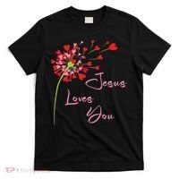 Jesus Loves You, Dandelion Blowing Hearts Christian T-Shirt thumb 0