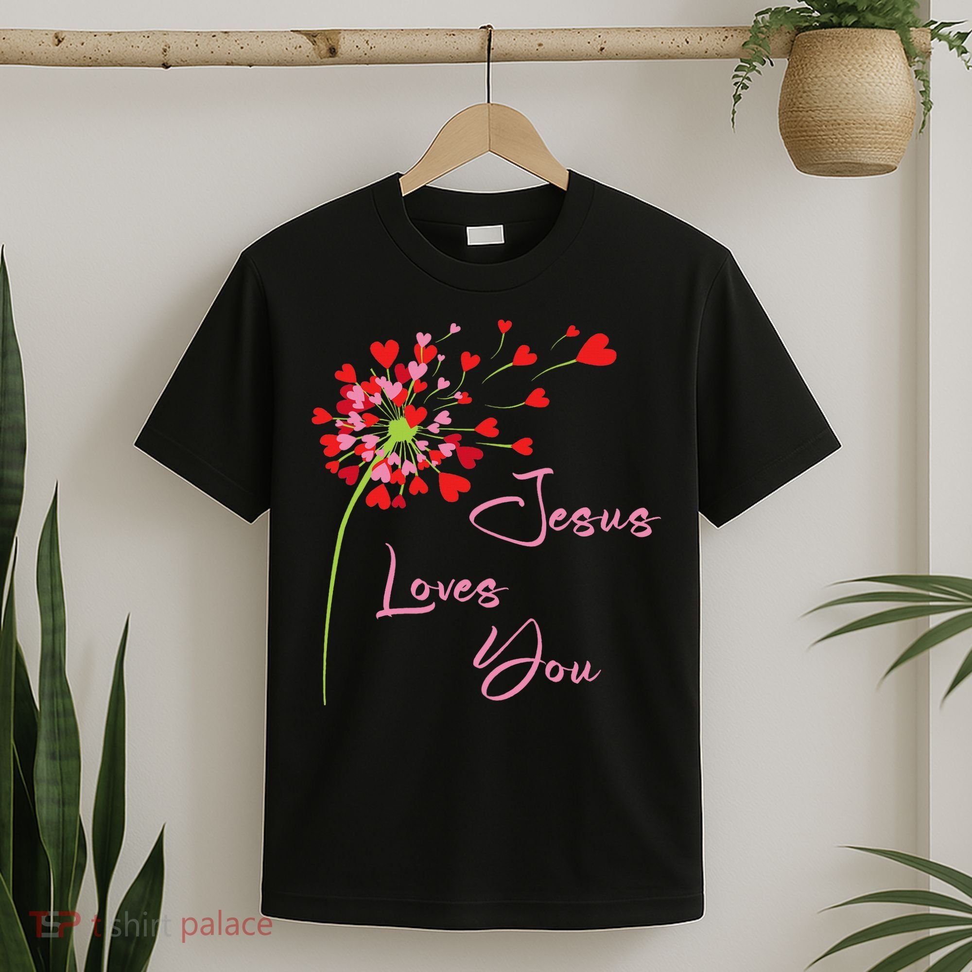 Jesus Loves You, Dandelion Blowing Hearts Christian T-Shirt