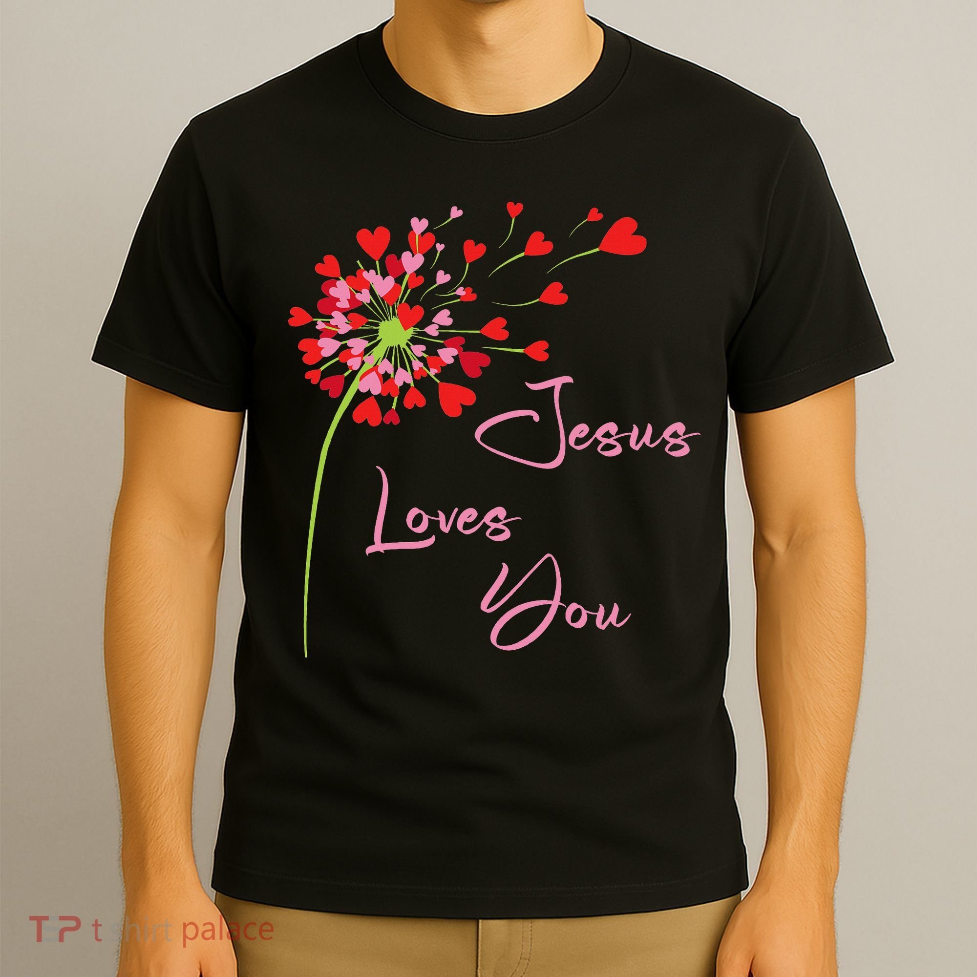 Jesus Loves You, Dandelion Blowing Hearts Christian T-Shirt