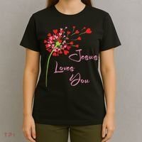 Jesus Loves You, Dandelion Blowing Hearts Christian T-Shirt thumb 4