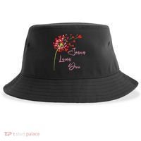 Jesus Loves You, Dandelion Blowing Hearts Christian Sustainable Bucket Hat thumb 0