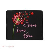 Jesus Loves You, Dandelion Blowing Hearts Christian Mousepad thumb 0