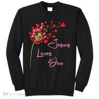 Jesus Loves You, Dandelion Blowing Hearts Christian Tall Sweatshirt thumb 0