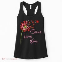Jesus Loves You, Dandelion Blowing Hearts Christian Women's Tank Top thumb 0