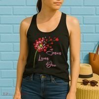 Jesus Loves You, Dandelion Blowing Hearts Christian Women's Tank Top thumb 2