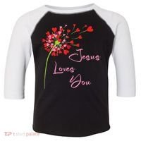 Jesus Loves You, Dandelion Blowing Hearts Christian Toddler Fine Jersey T-Shirt thumb 0