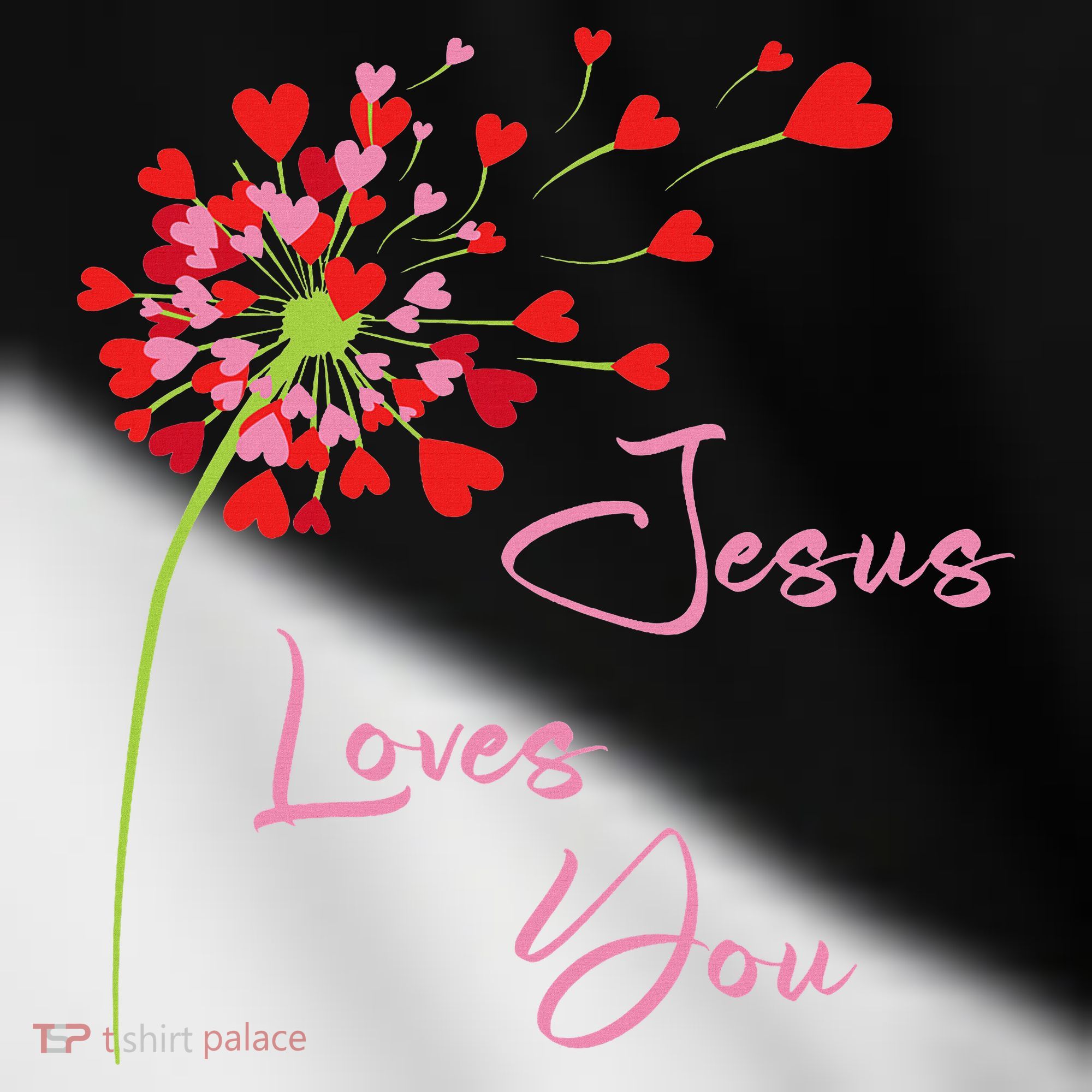 Jesus Loves You, Dandelion Blowing Hearts Christian Toddler Fine Jersey T-Shirt