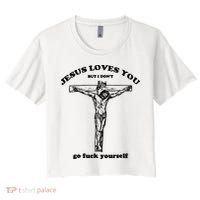 Jesus Loves You But I Dont Women's Crop Top Tee thumb 0