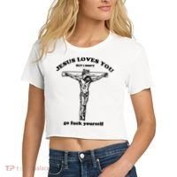 Jesus Loves You But I Dont Women's Crop Top Tee thumb 2