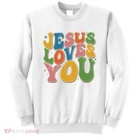 Jesus Loves You Retro Groovy Sweatshirt thumb 0