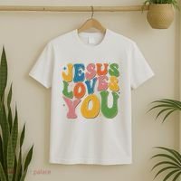 Jesus Loves You Retro Groovy T-Shirt thumb 2