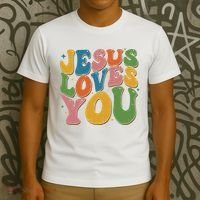 Jesus Loves You Retro Groovy T-Shirt thumb 3