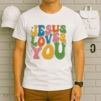 Jesus Loves You Retro Groovy T-Shirt thumb 6