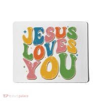 Jesus Loves You Retro Groovy Mousepad thumb 0