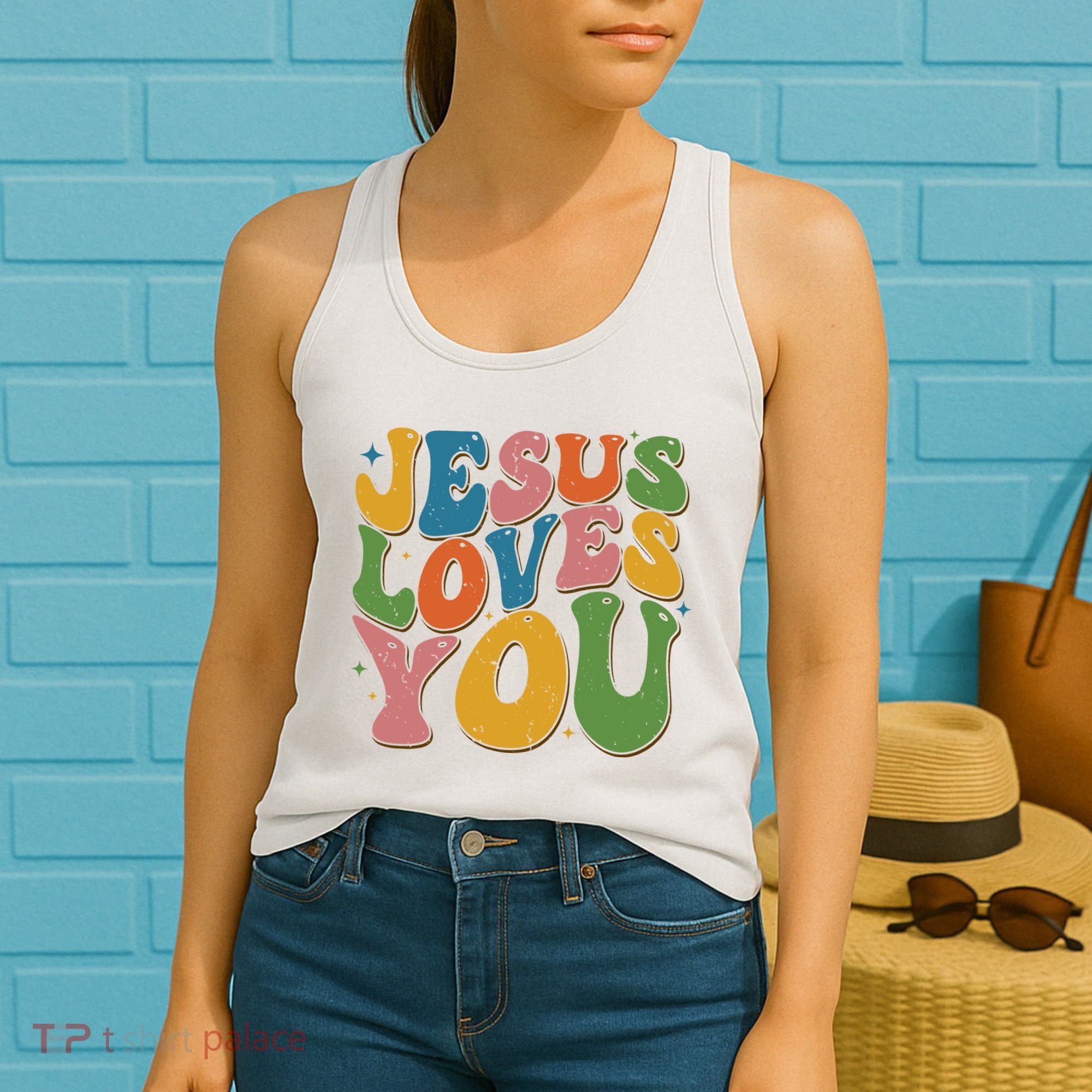 Jesus Loves You Retro Groovy Women's Tank Top