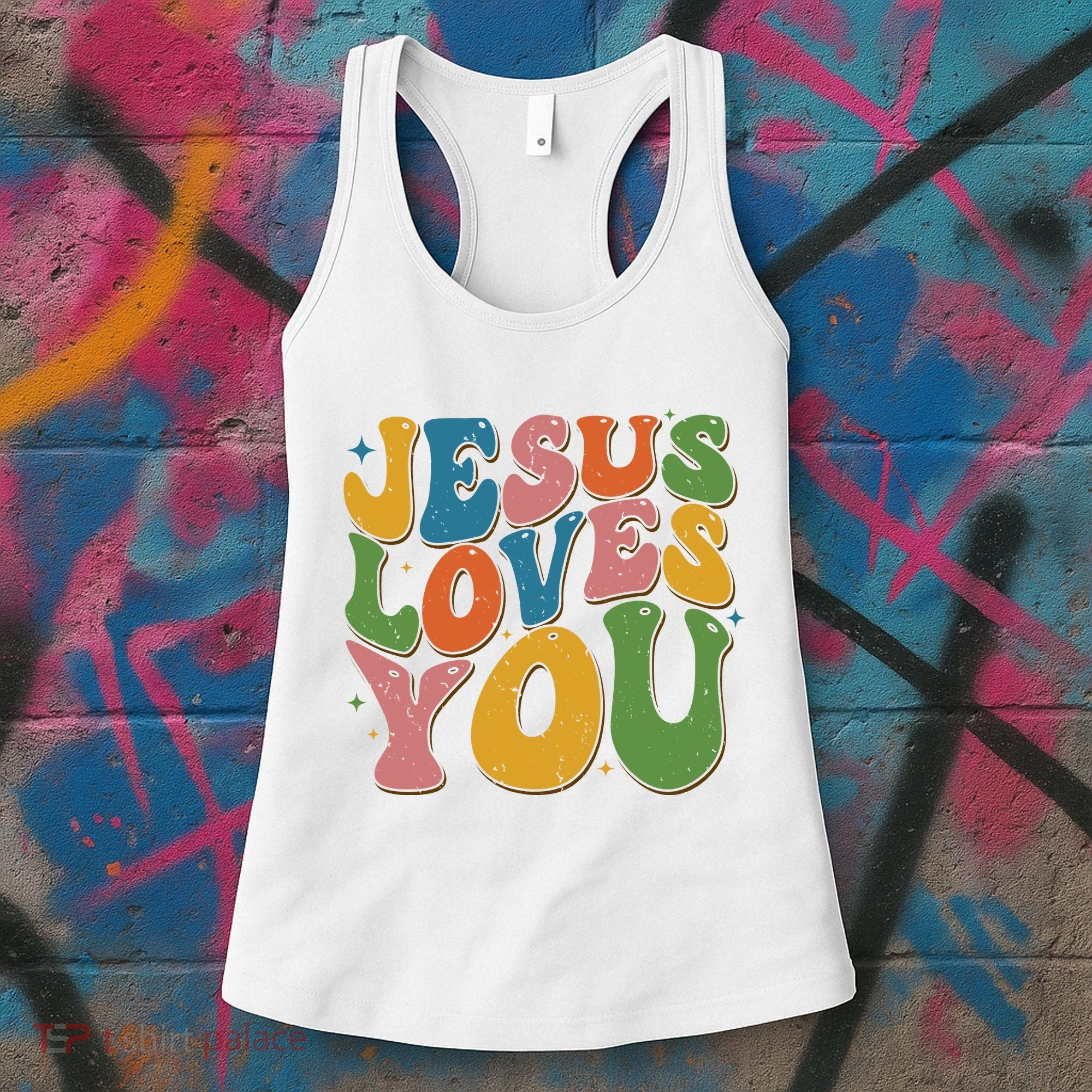 Jesus Loves You Retro Groovy Women's Tank Top