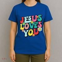 Jesus Loves You Retro Vintage Groovy Style T-Shirt thumb 4