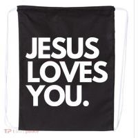 Jesus Loves You Christian Cute Gift Drawstring Bag thumb 0